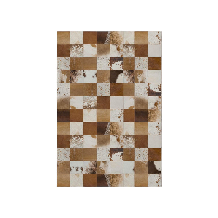 10' X 14' Patchwork Washable Area Rug With UV Protection (644730) - Brown / Ivory