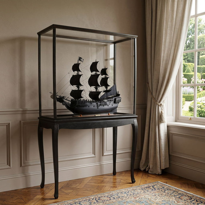 Hand Painted Pirate Floor Display Model Boat - Black / Pearl
