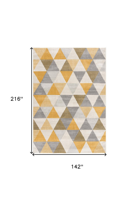 12' x 18' Geometric Washable Non Skid Area Rug - Yellow