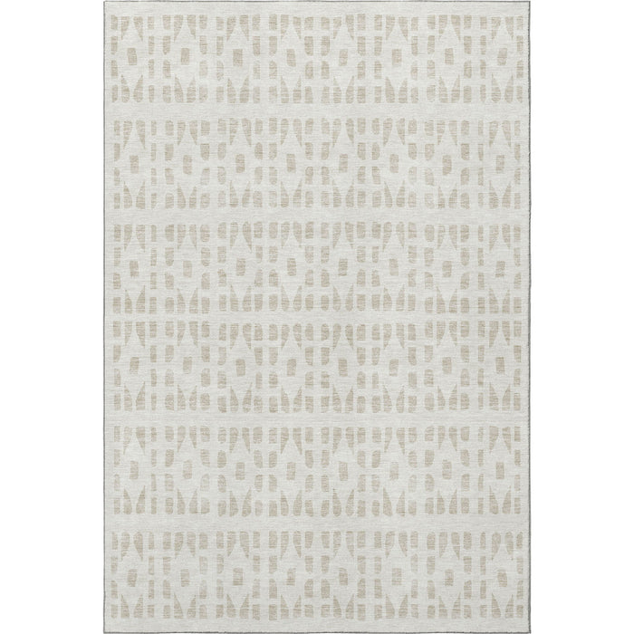 10' X 14' Geometric Washable Area Rug With UV Protection (676272) - Ivory / Beige
