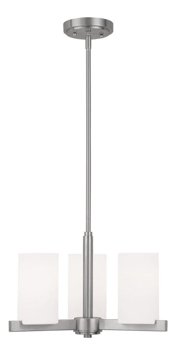 3 Light Metal Dimmable Chandelier With Shades - Nickel / White