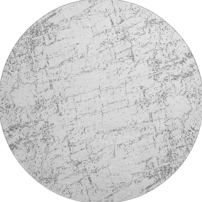8' Abstract Washable Round Rug With UV Protection (651079) - Gray / Ivory