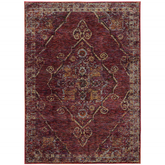 10' x 13.1' Oriental Power Loom Area Rug - Red And Gold