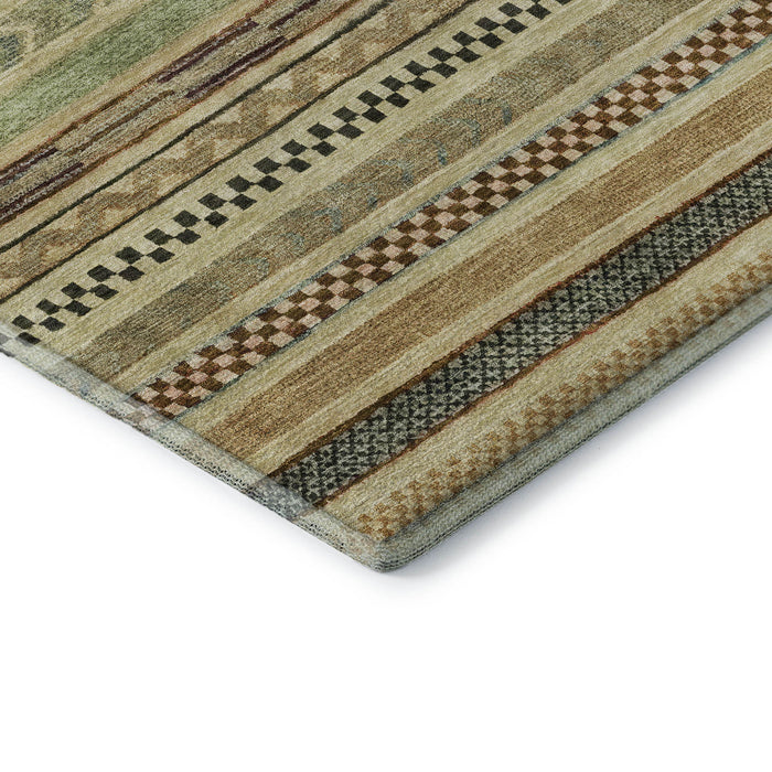 10' X 14' Striped Washable Area Rug With UV Protection (695162) - Beige / Taupe / Brown