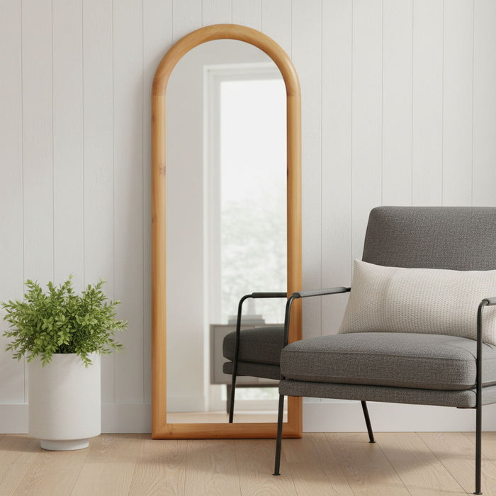 66" Solid Arch Framed Full Length Mirror - Natural