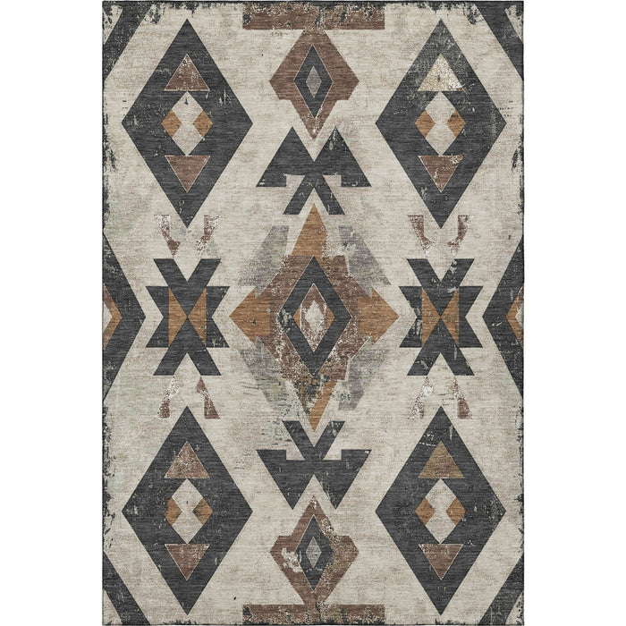 10' X 14' Southwestern Washable Area Rug With UV Protection (706739) - Beige / Charcoal