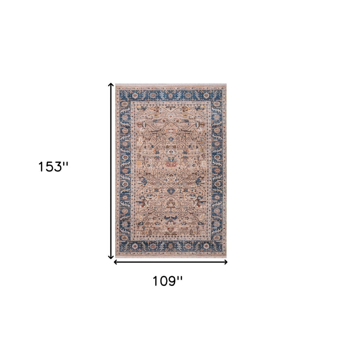 9' X 13' Oriental Area Rug With Fringe - Teal
