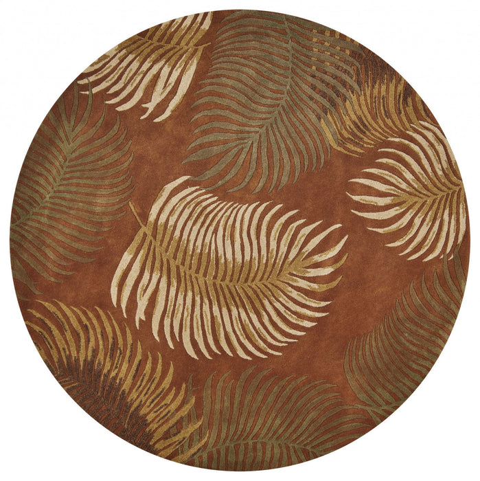 8' Round Wool Hand Tufted Area Rug - Rust