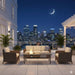 Giga 3-in-1 outdoor propane fire pit table in gray with ice bucket, featuring a 50,000 BTU flame and modern design.