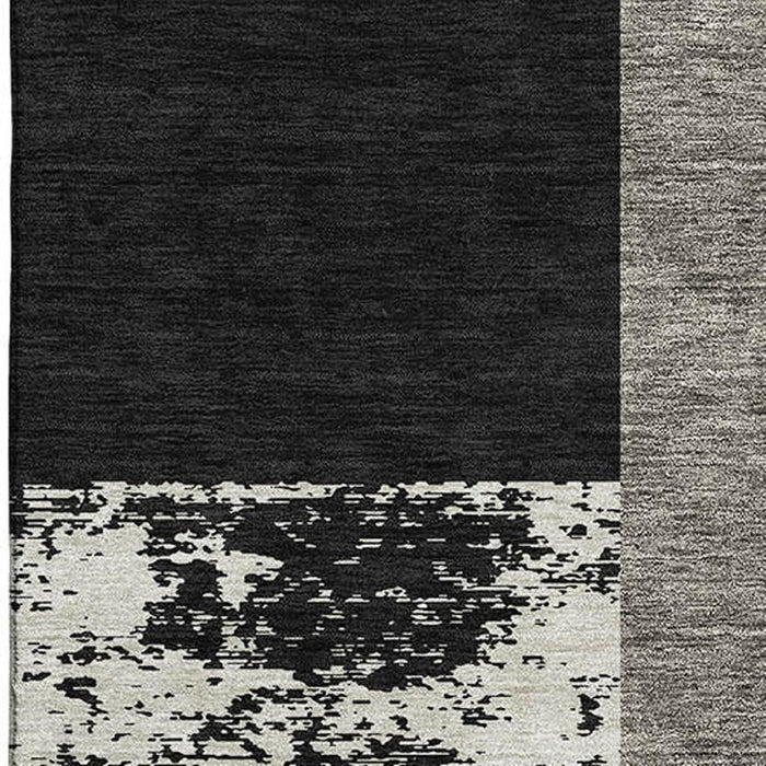 10' X 14' Geometric Washable Area Rug With UV Protection (674916) - Black / Ivory / Beige