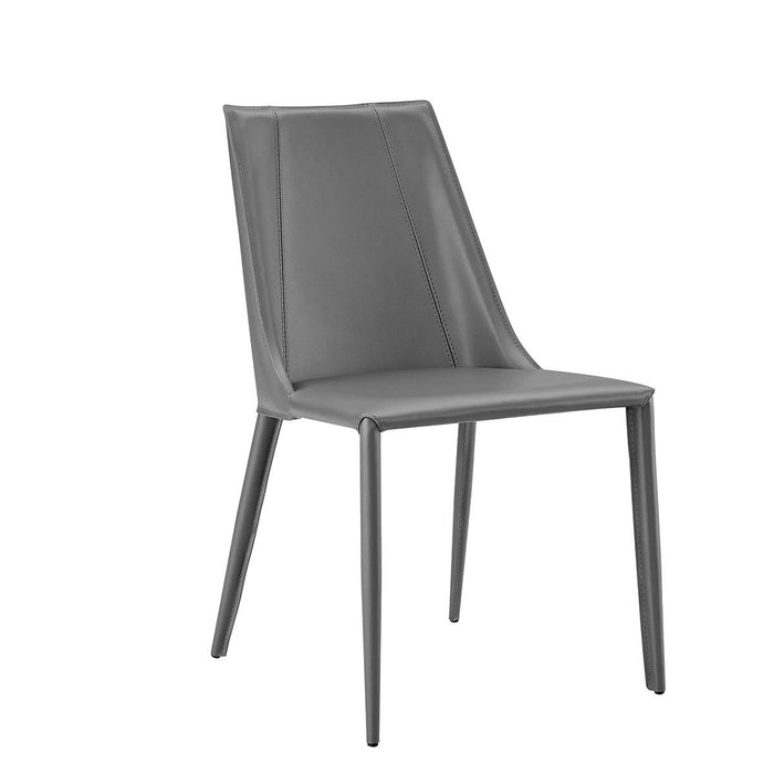 Upholstered Leather Dining Side Chair - Gray