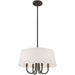 HomeRoots 20-inch bronze metal chandelier with four lights and cream shades, featuring a dimmable design for elegant lighting.