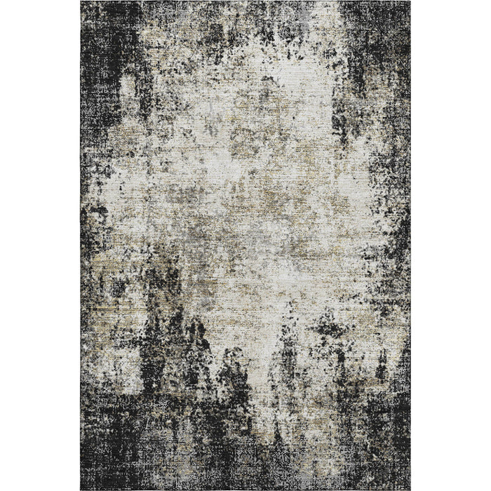 10' X 14' Abstract Washable Area Rug With UV Protection (674832) - Black / Ivory
