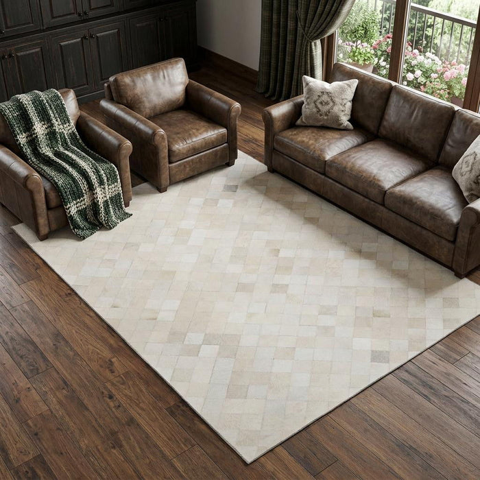9' X 12' Patchwork Washable Area Rug With UV Protection (644645) - Ivory / Gray