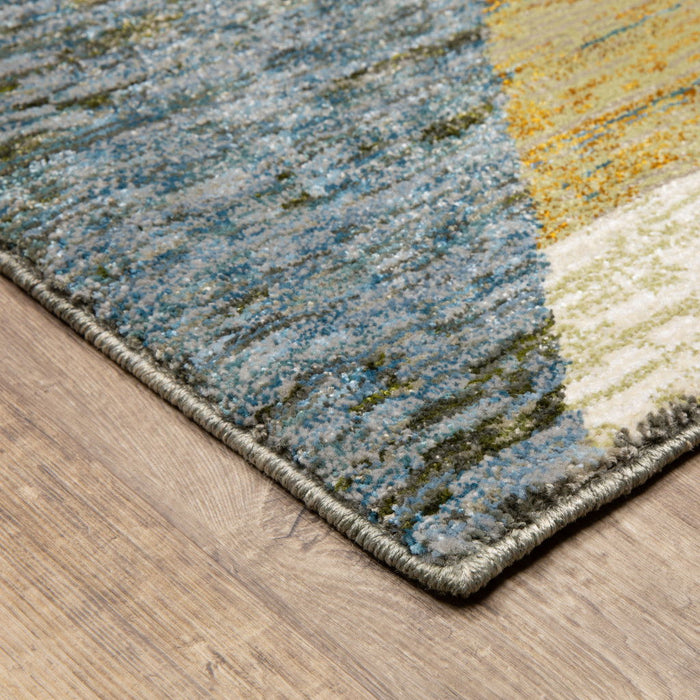 7' x 10' Geometric Power Loom Area Rug - Beige And Blue