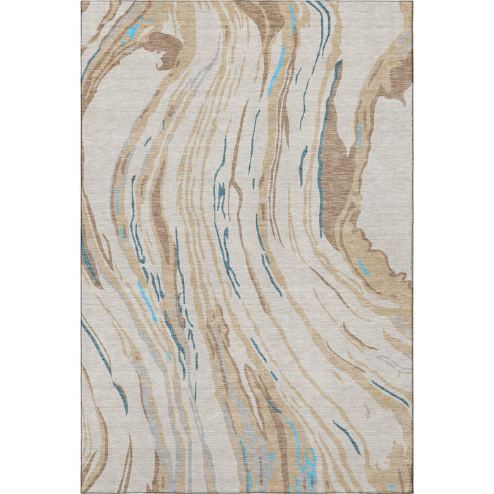 10' X 14' Abstract Washable Area Rug With UV Protection (681359) - Beige / Teal / Brown