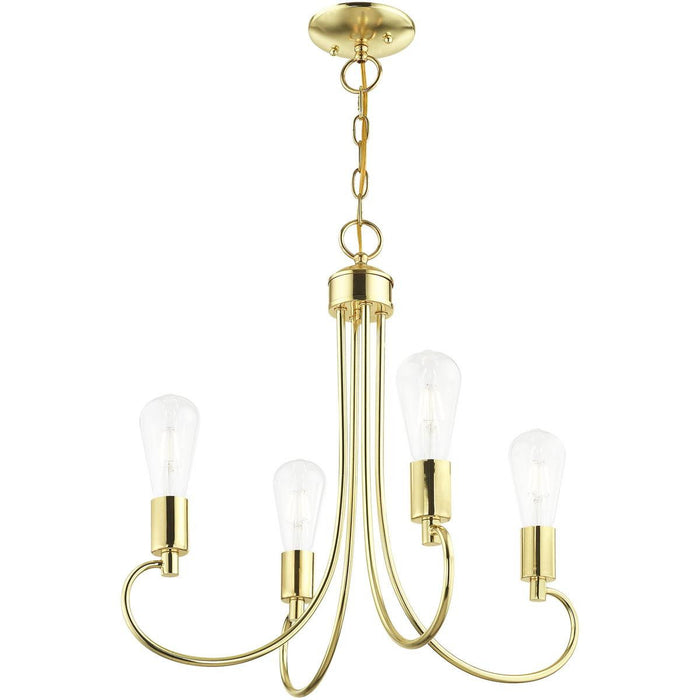 20" Four Light Dimmable Chandelier With Shades - Brass