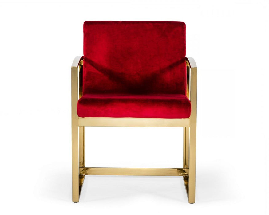 Lux Red Velvet Armchair - Red And Gold