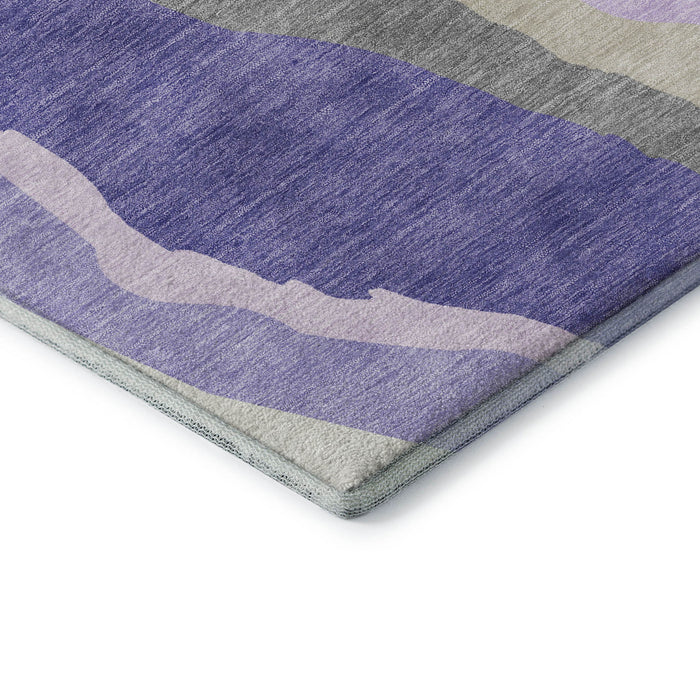 10' X 14' Abstract Washable Area Rug With UV Protection (682145) - Purple / Ivory / Gray