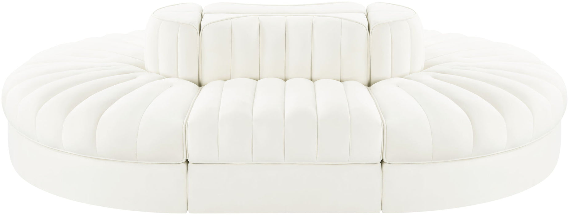 Rummi - Oval Velvet Performance Fabric Upholstered 6 Piece Modular Sectional