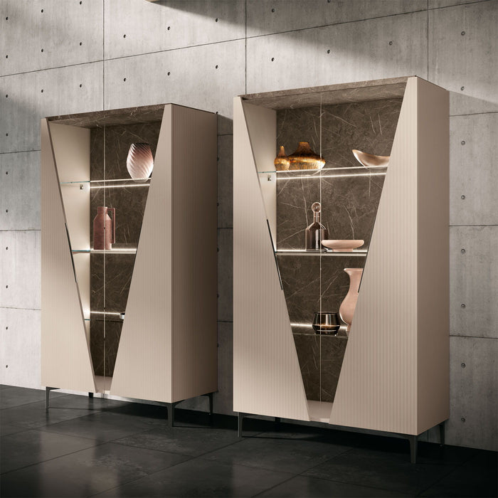 Fidia - 2 Door Vitrine - Beige