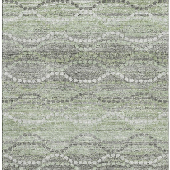 10' X 14' Abstract Geometric Washable Area Rug With UV Protection (715279) - Green / Ivory