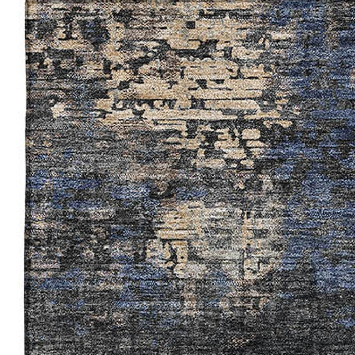 8' X 10' Abstract Washable Area Rug With UV Protection - Charcoal And Beige