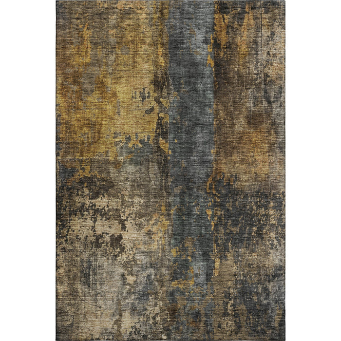 10' X 14' Striped Washable Area Rug With UV Protection (688352) - Gray / Teal / Gold