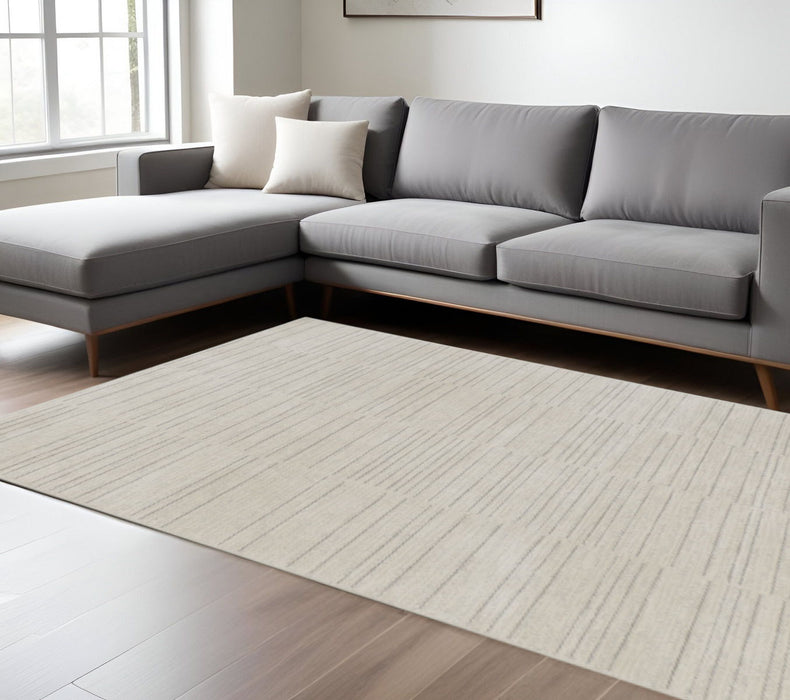 8' X 10' Abstract Polypropylene Area Rug - Gray And Ivory