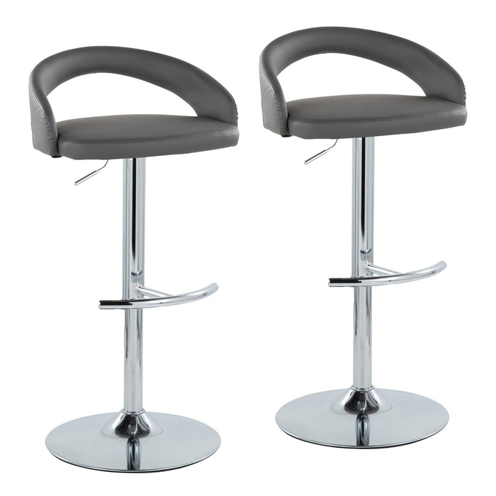 Grotto - Upholstered Adjustable Barstool - Chrome Metal Base