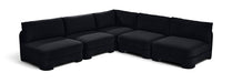 Meridian Furniture Hammond velvet upholstered 5-piece armless sectional with plush cushions and modern design.