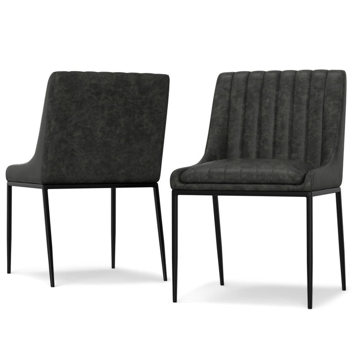 Wood Dining Parsons Chairs (Set of 2) - Gray / Black
