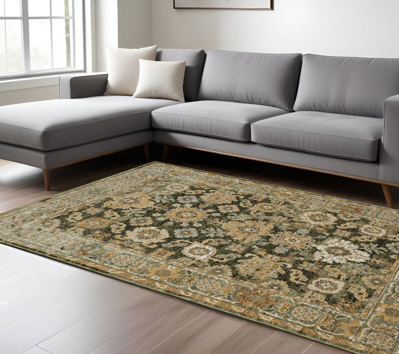 10' X 13' Oriental Area Rug - Green And Gold