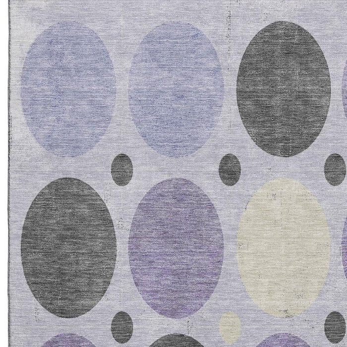 10' X 14' Geometric Washable Area Rug With UV Protection (709168) - Lavender / Charcoal / Ivory
