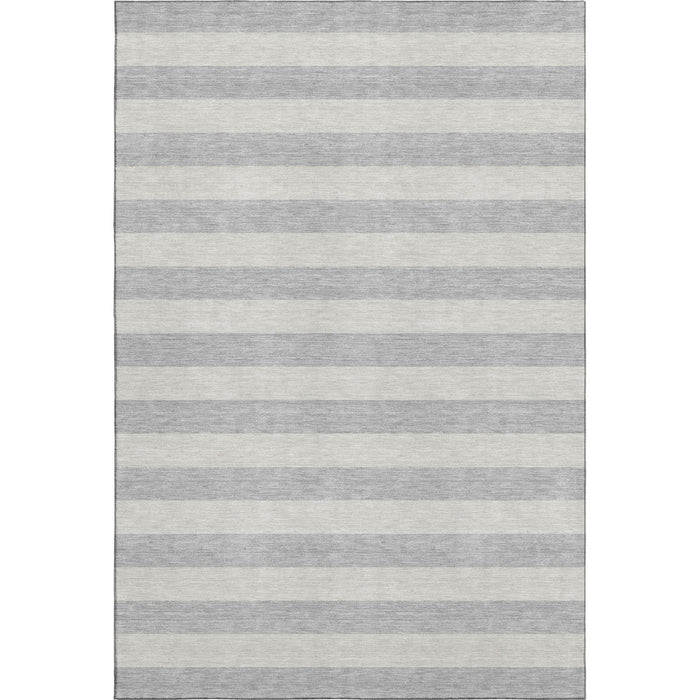 9' X 12' Striped Washable Area Rug With UV Protection (647763) - Pewter / Gray