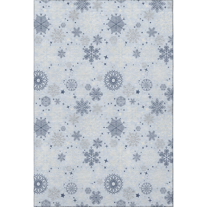 10' X 14' Abstract Geometric Washable Area Rug With UV Protection (702298) - Sky Blue / Ivory