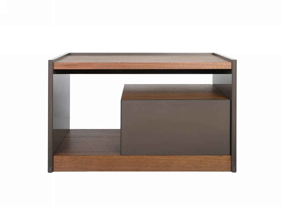 Modern Nightstand With Drawer Box And Shelf - Walnut