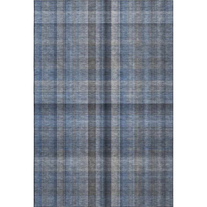 8' X 10' Plaid Washable Area Rug With UV Protection (648494) - Blue / Gray