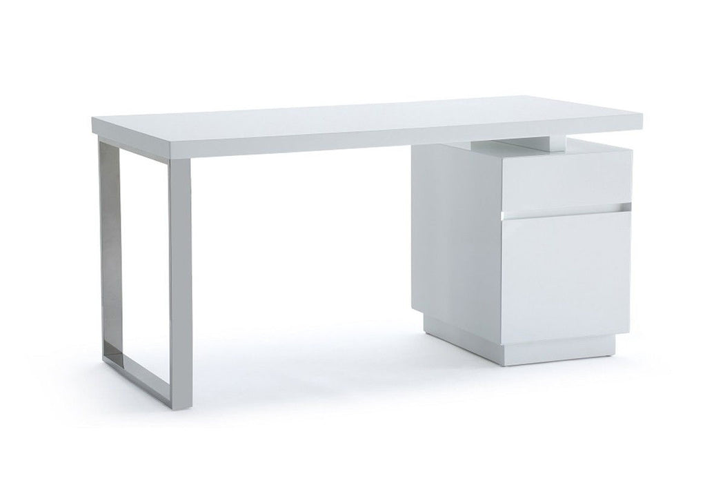 Manufactured Wood Rectangular Writing Desk With Two Drawers - White