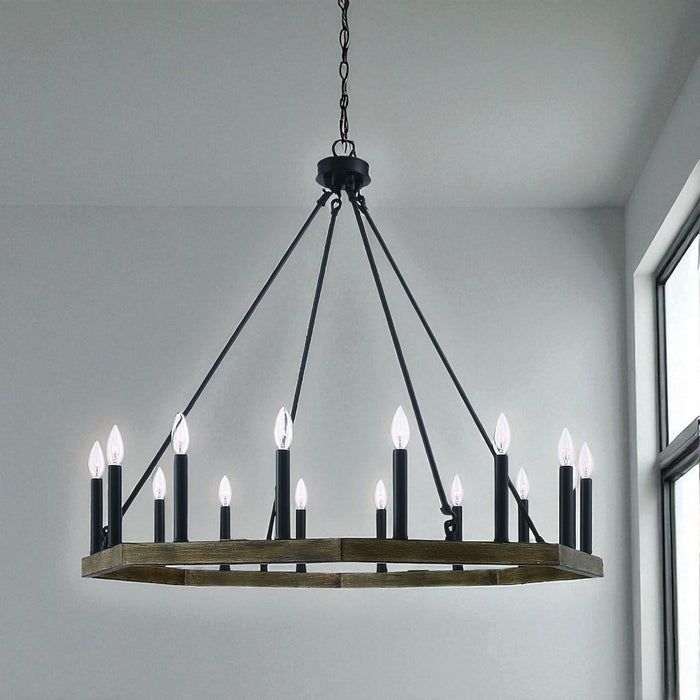 40" Candle Style Multi Light Metal Dimmable Chandelier - Brown / Black