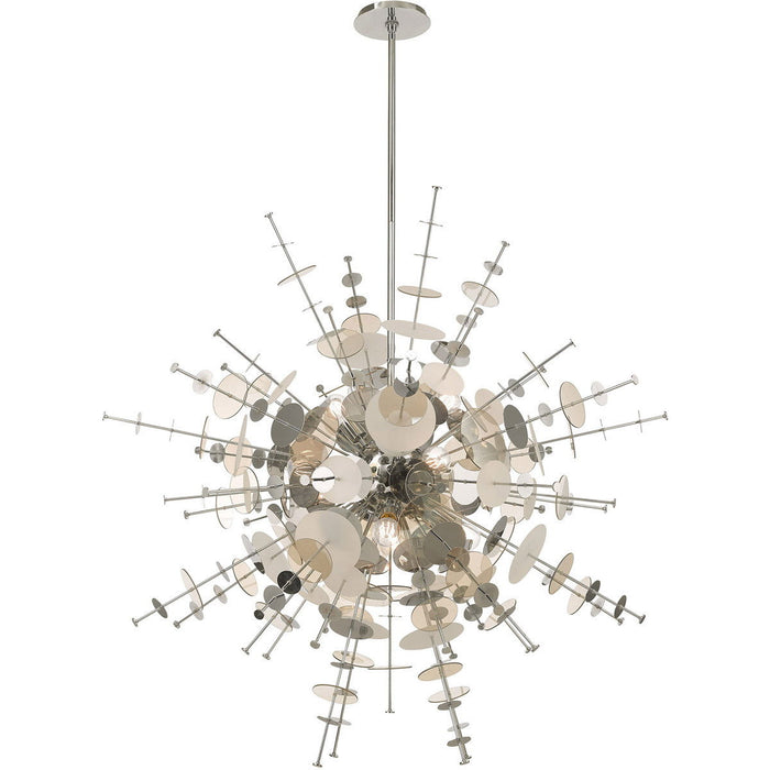 Twelve Light Dimmable Chandelier With Shades - Silver