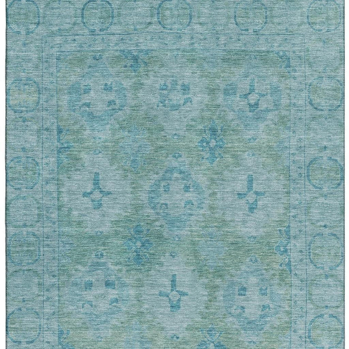 10' X 14' Oriental Washable Area Rug With UV Protection (700493) - Teal / Aqua
