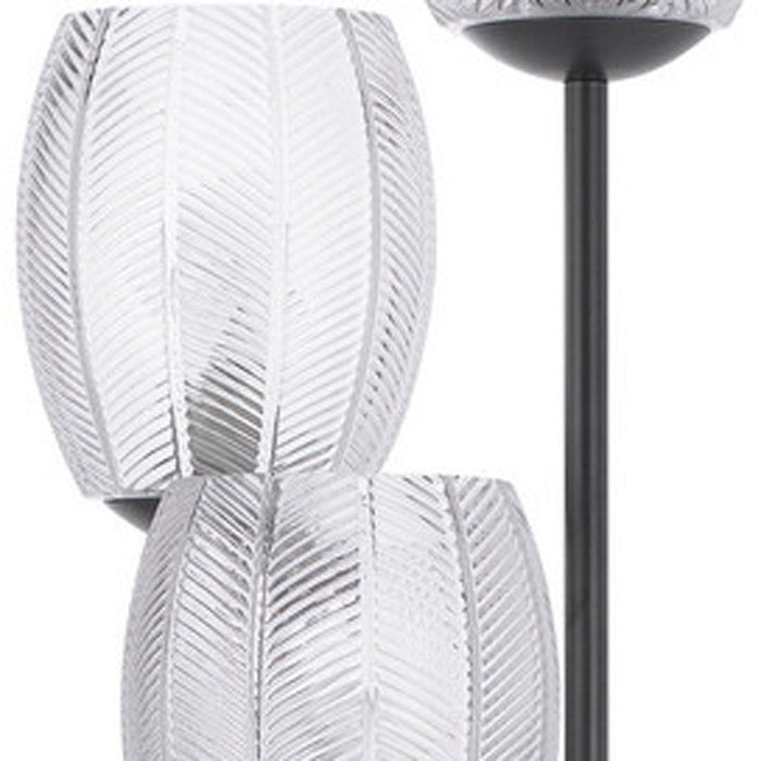 Three Light Traditional Shaped Floor Lamp With Clear Transparent Glass Novelty Shade - Black