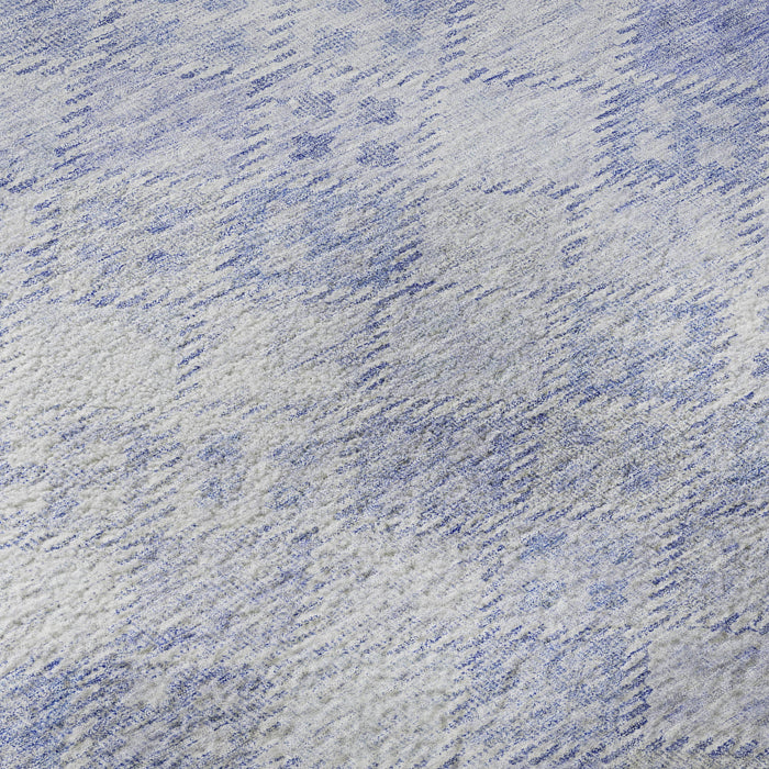 10' X 14' Geometric Washable Area Rug With UV Protection (683854) - Sky Blue / Ivory