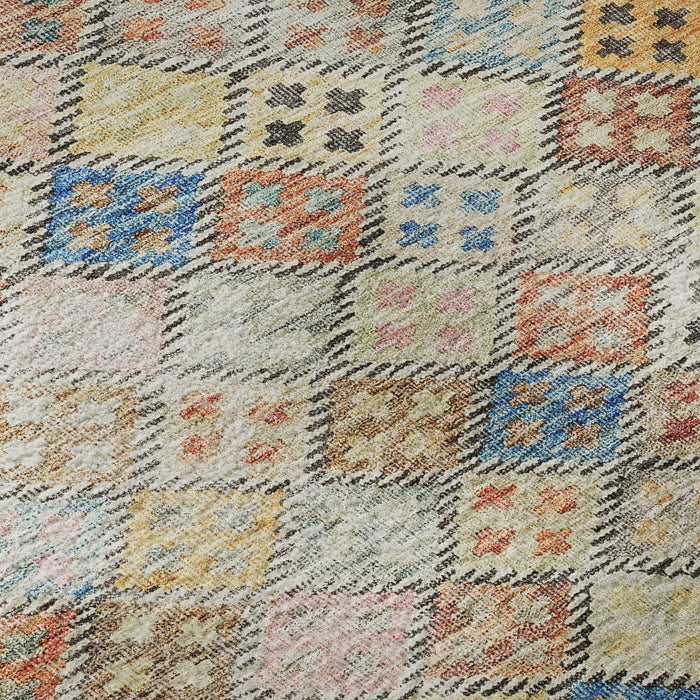 10' X 14' Geometric Washable Area Rug With UV Protection (683836) - Rust / Teal / Brown