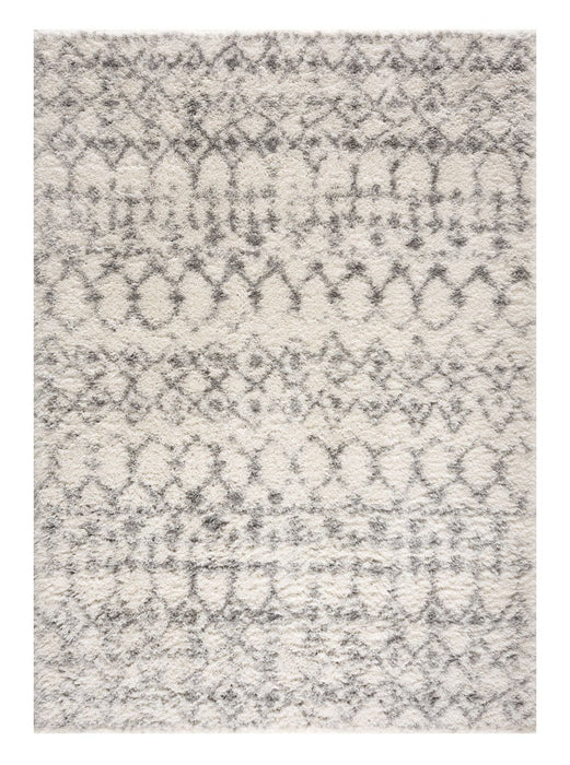 8' x 11' Southwestern Shag Power Loom Area Rug - Gray And Ivory