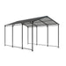 Giga metal carport with galvanized steel roof and frame, 10.5 ft heavy-duty outdoor canopy in gray for vehicle protection and storage.