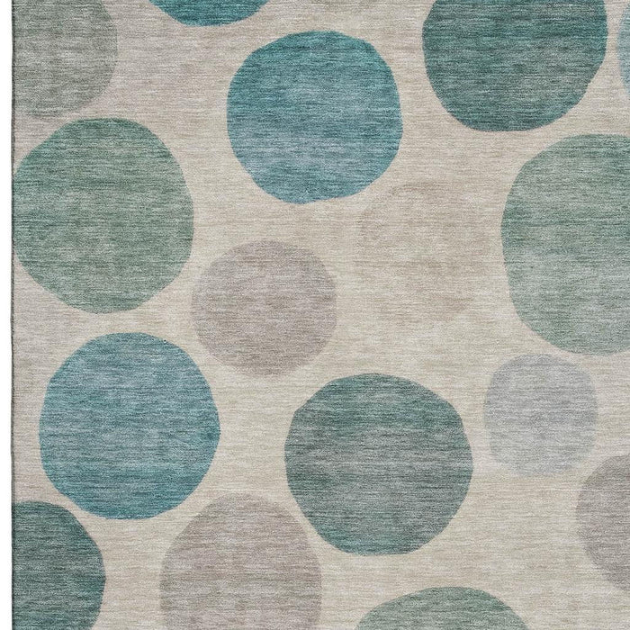 10' X 14' Geometric Washable Area Rug With UV Protection (716845) - Teal / Ivory