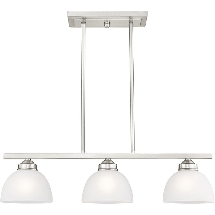 8" Three Light Dimmable Chandelier With Shades - Nickel