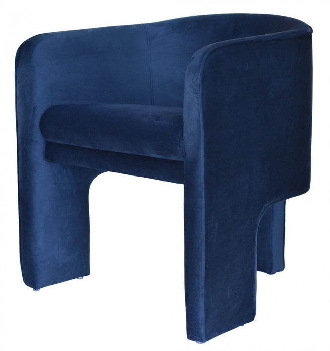 Contemporary Velvet Three Legged Chair - Royal Blue Gray